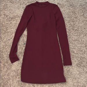 Deep red tight long sleeve dress Tie back size S